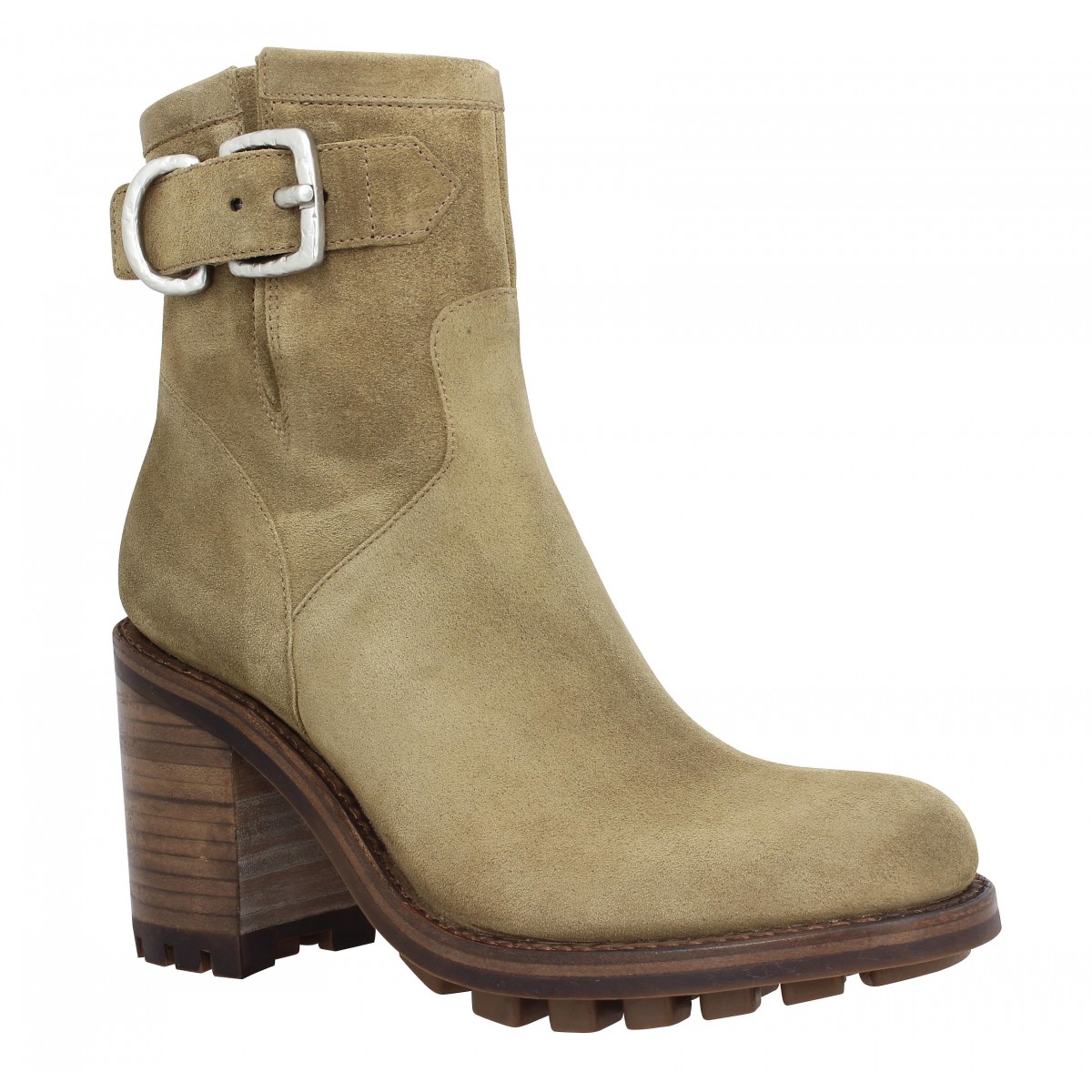 Bottes FREE LANCE Justy 9 Small Gero Buckle velours Femme Taupe