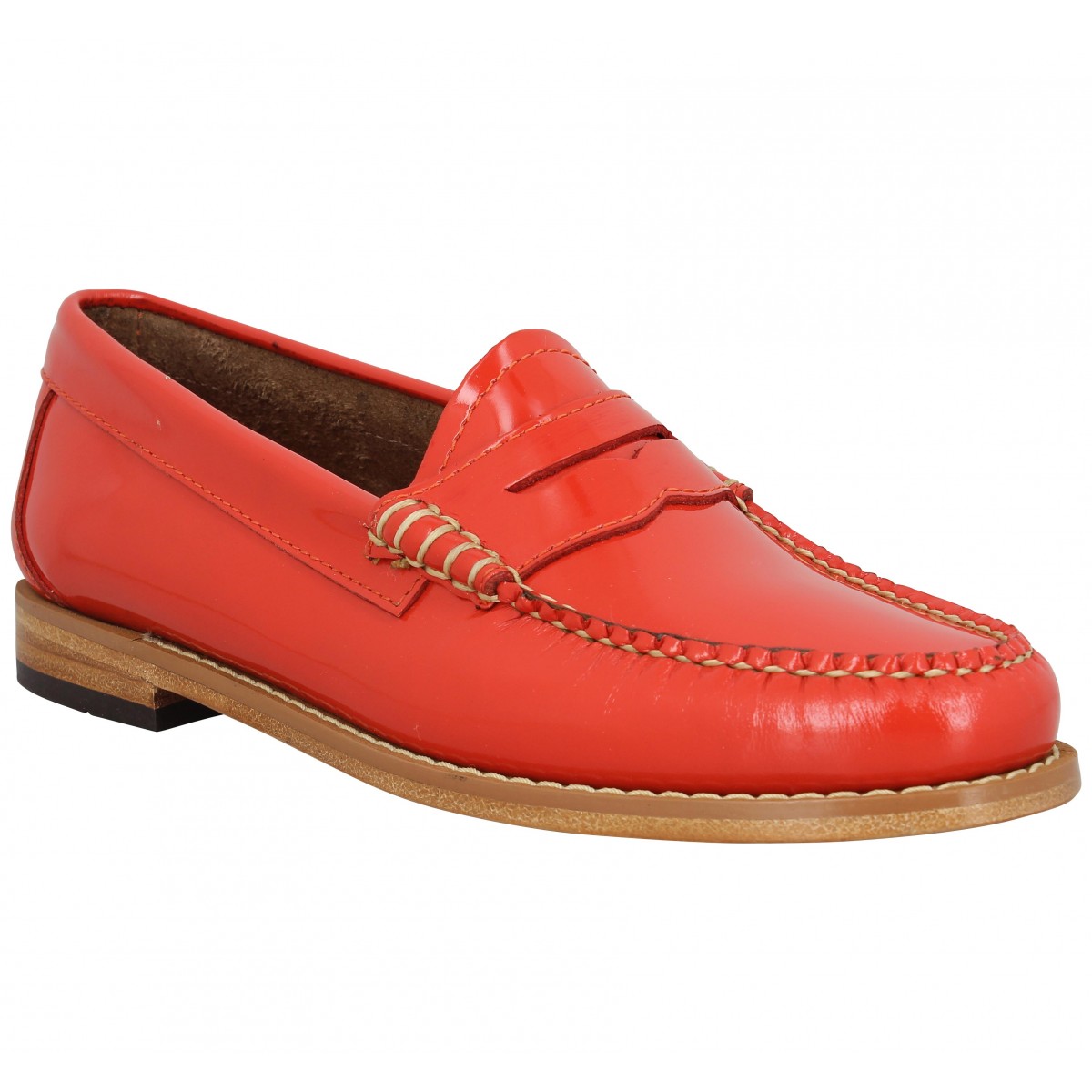 Mocassins GH BASS & CO Weejuns Penny Wheel vernis Femme Corail