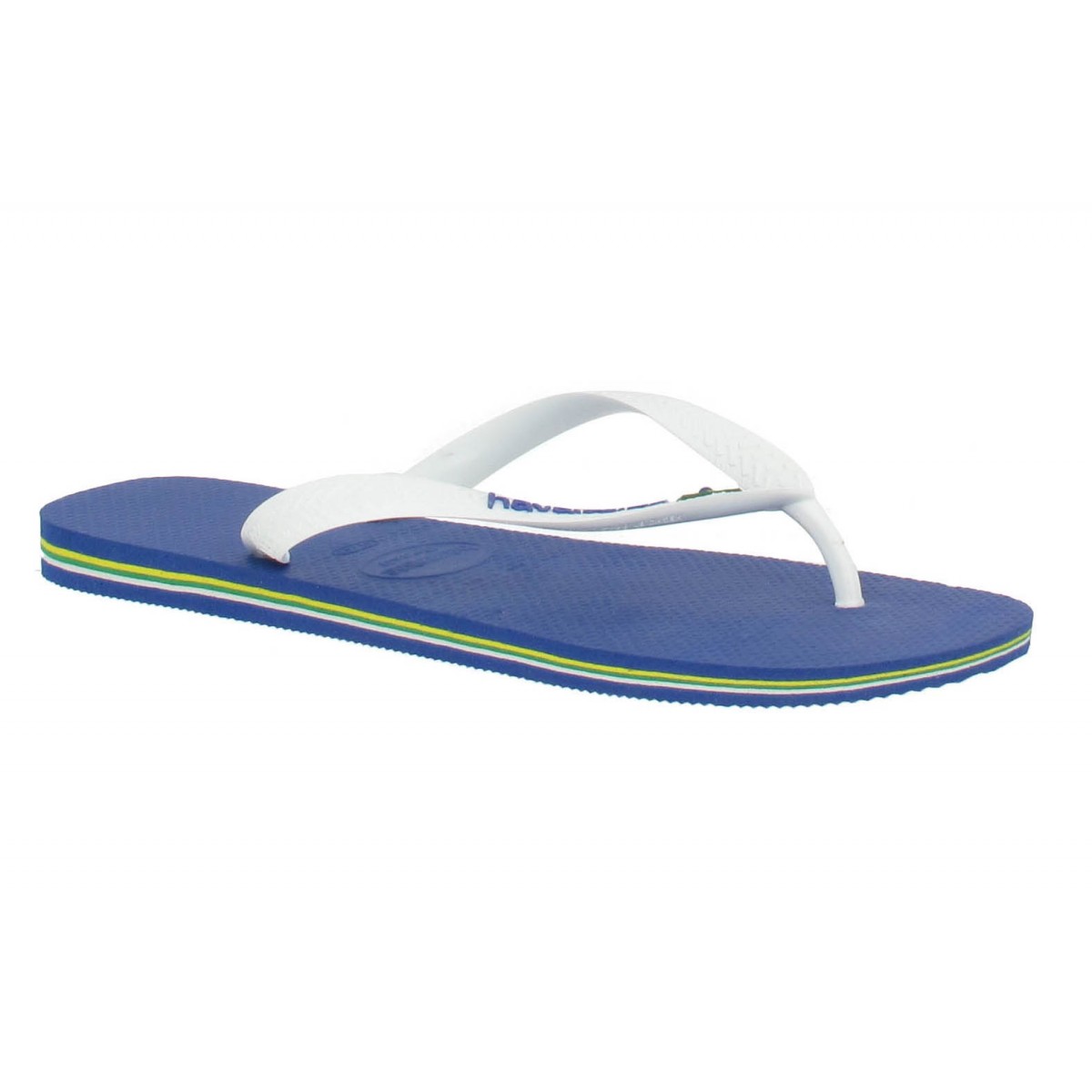Tongs HAVAIANAS Brasil Logo caoutchouc Homme Marine + Blanc
