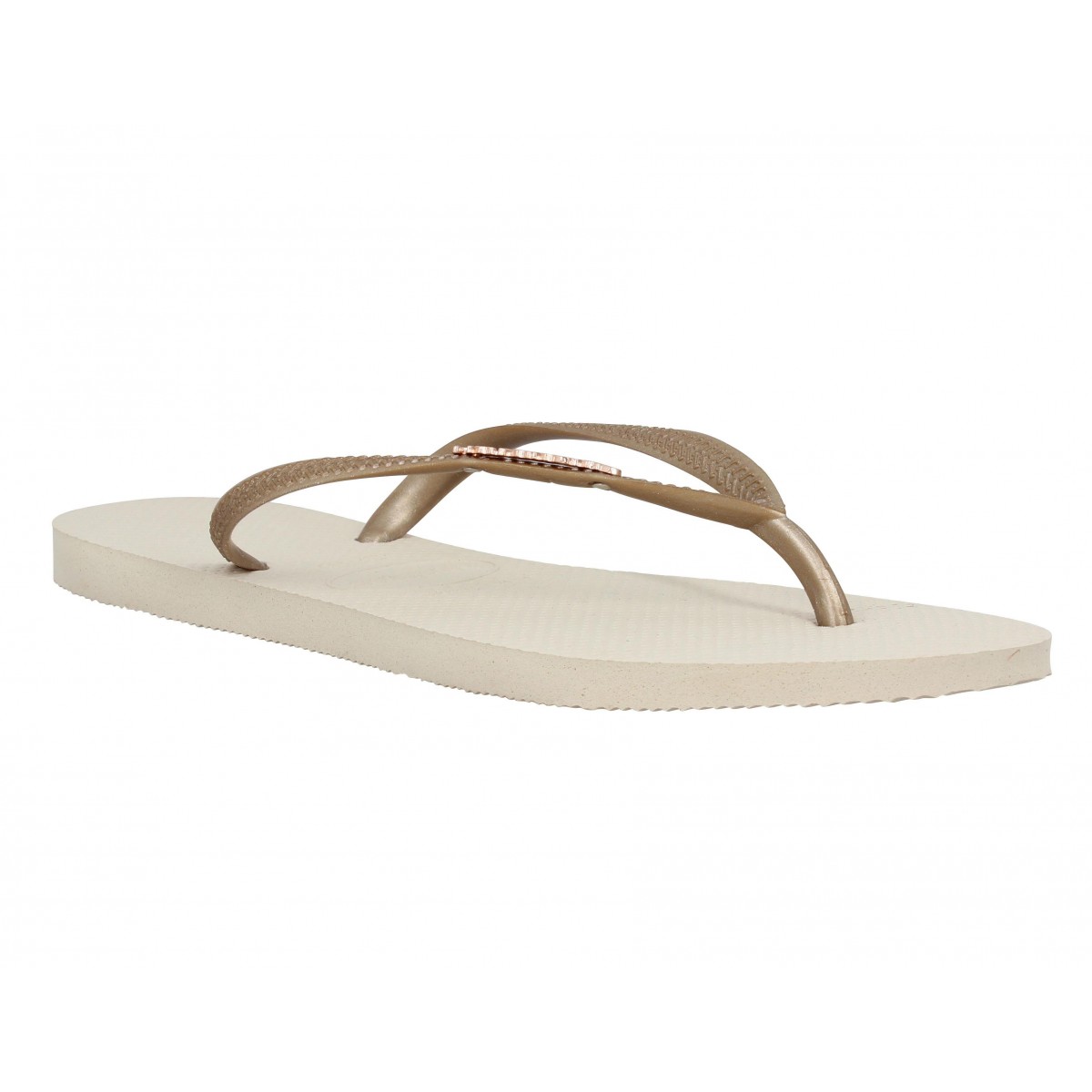 Tongs HAVAIANAS Slim Logo caoutchouc Femme Metallic Beige