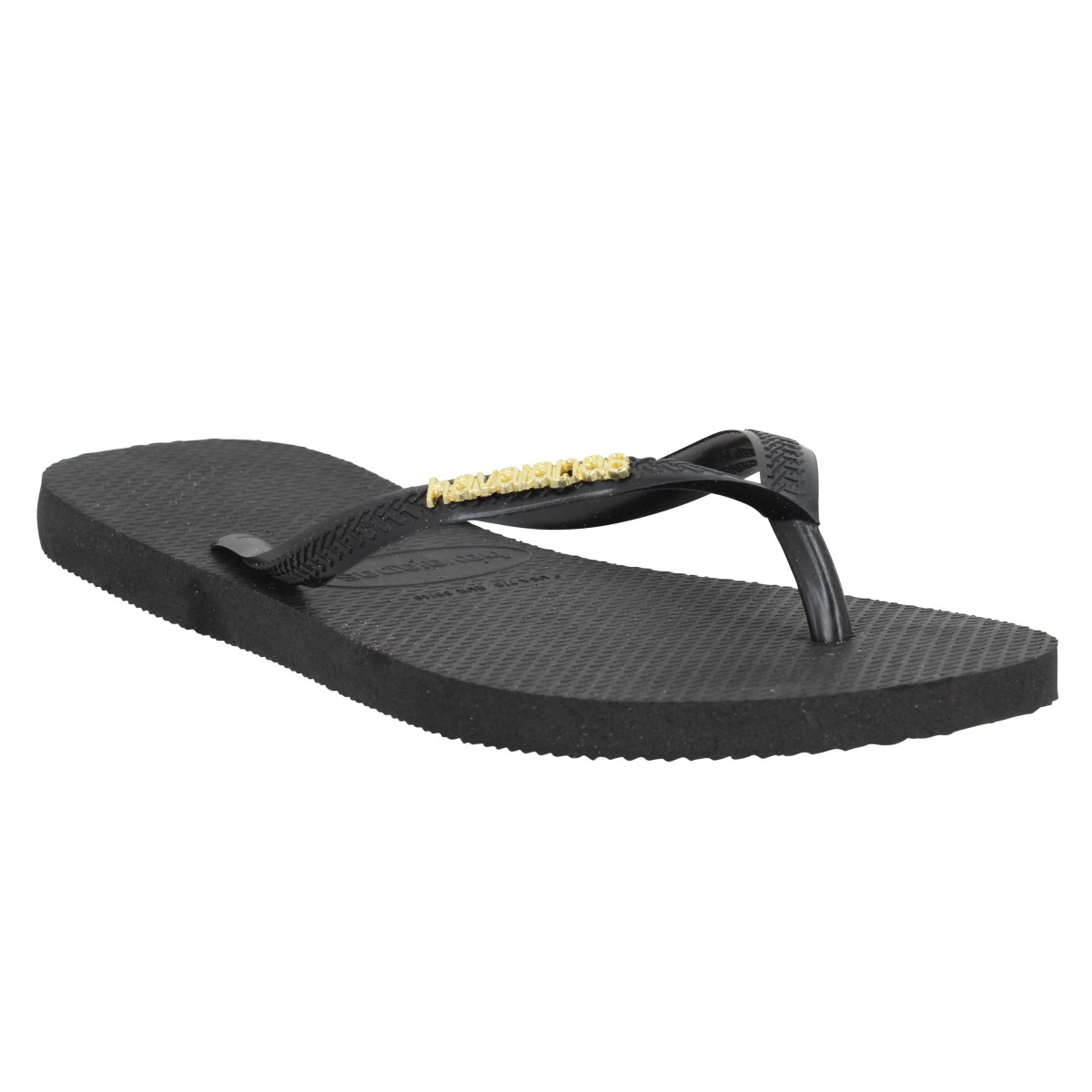 Tongs HAVAIANAS Slim Logo Metallic caoutchouc Femme Noir Gold