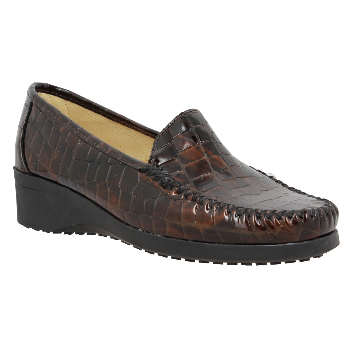 Mocassin Femme Croco Marron