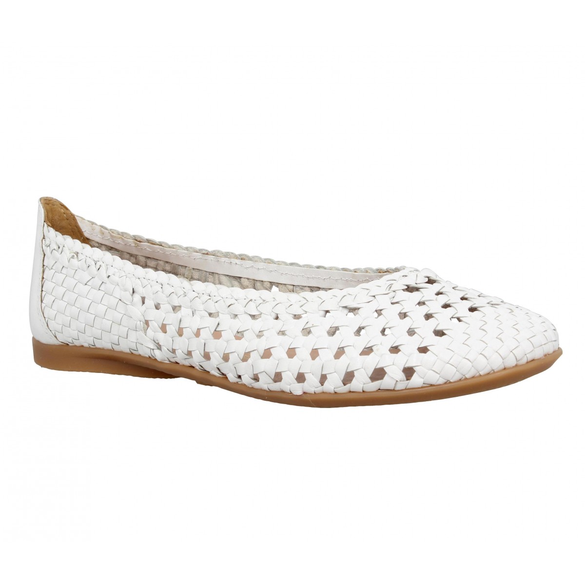 Ballerines HIRICA Zumba cuir tresse Femme Blanc