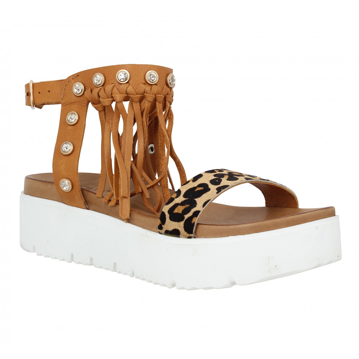 Nu-pieds INUOVO 6045 cuir Femme Cognac