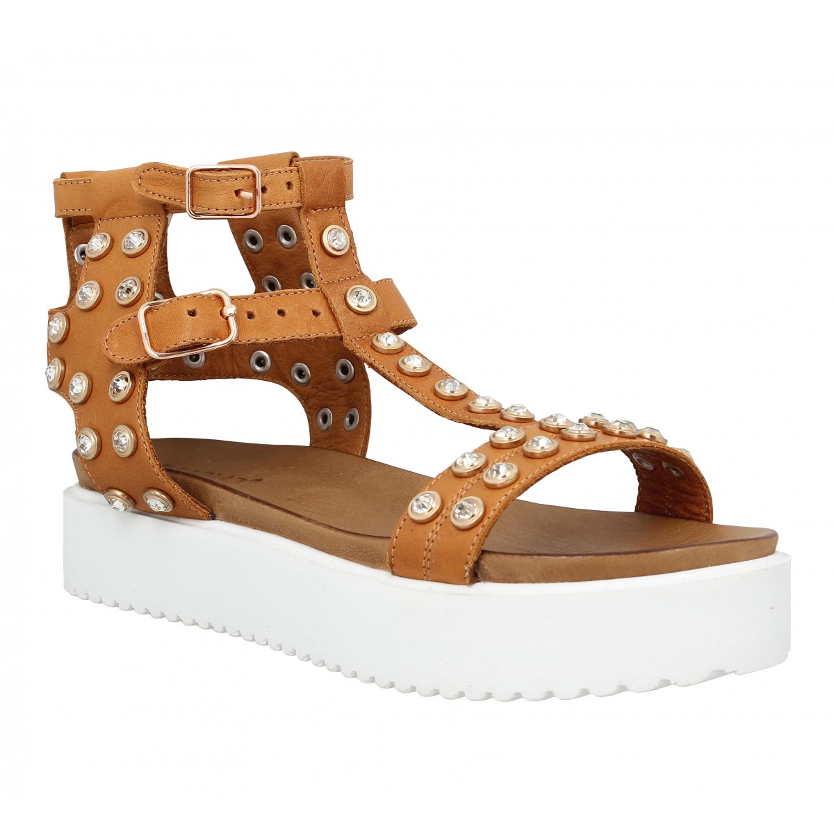 Nu-pieds INUOVO 6065 cuir Femme Cognac