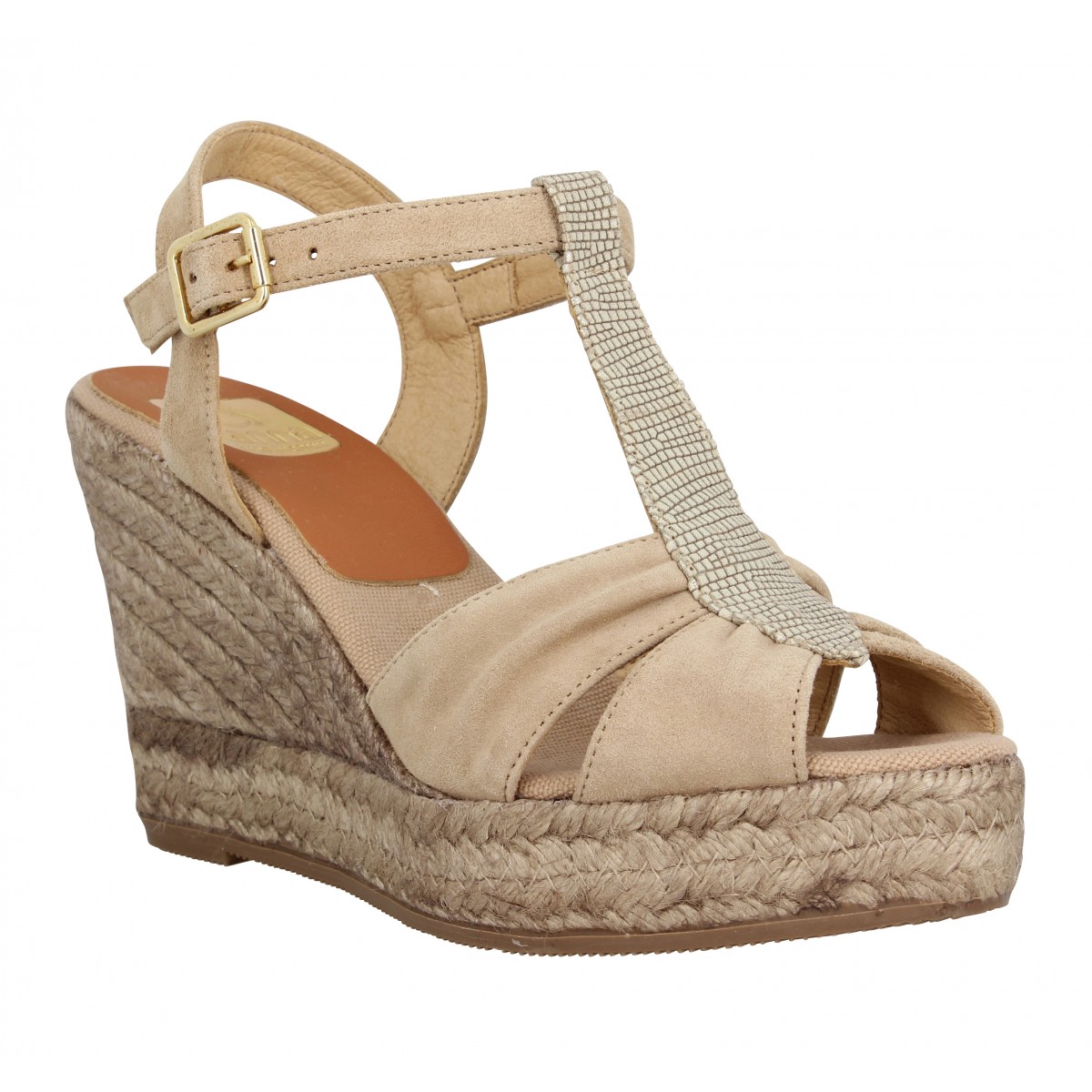 Compensées KANNA 1576 velours Femme Taupe