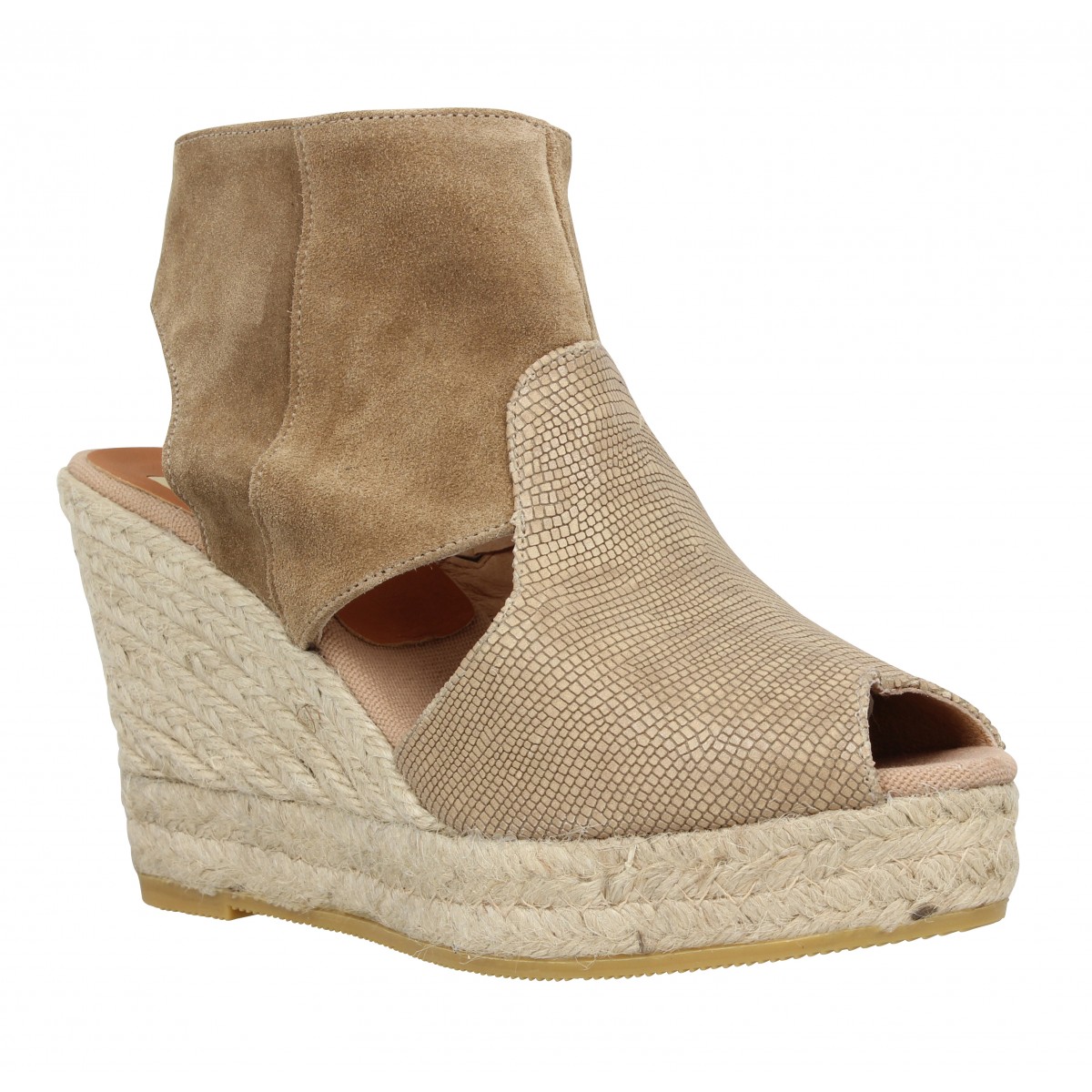 Compensées KANNA 4215 velours + reptile Femme Bambi