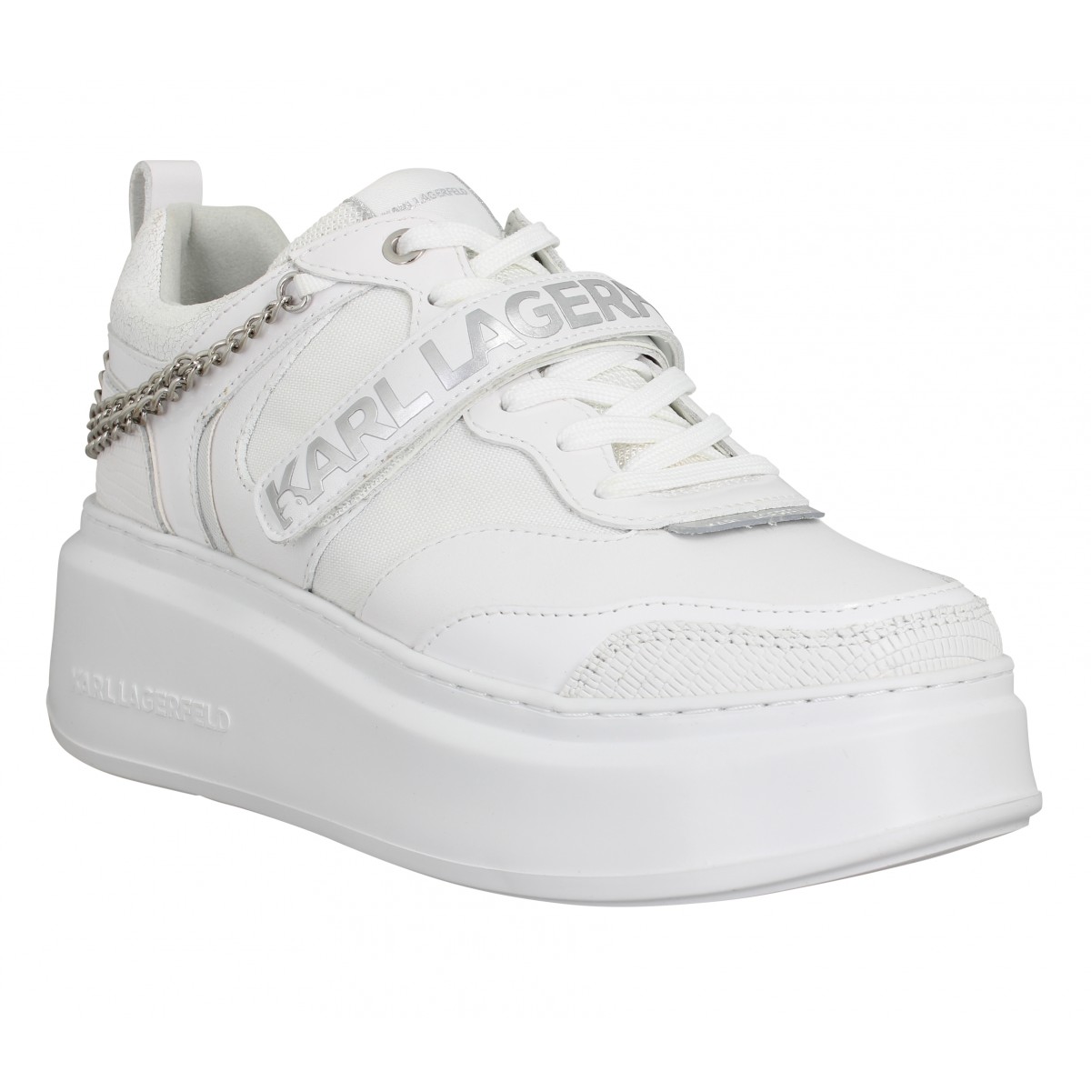 Baskets KARL LAGERFELD Anakapri Strap Lo cuir Femme Blanc