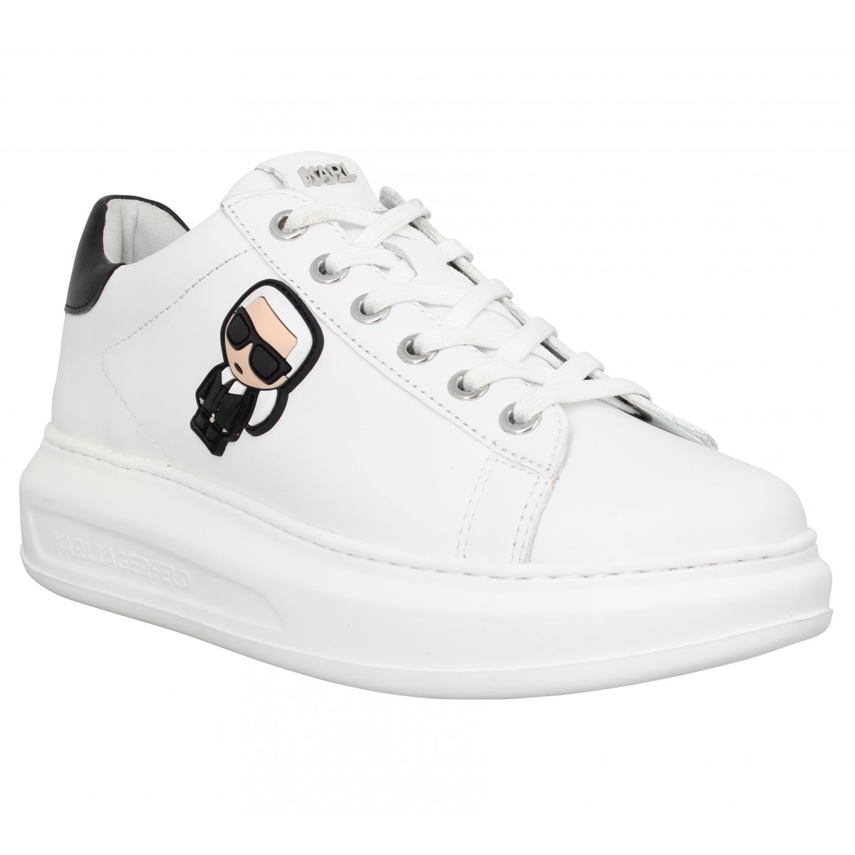 Baskets KARL LAGERFELD Kapri Ikonic cuir Femme Blanc