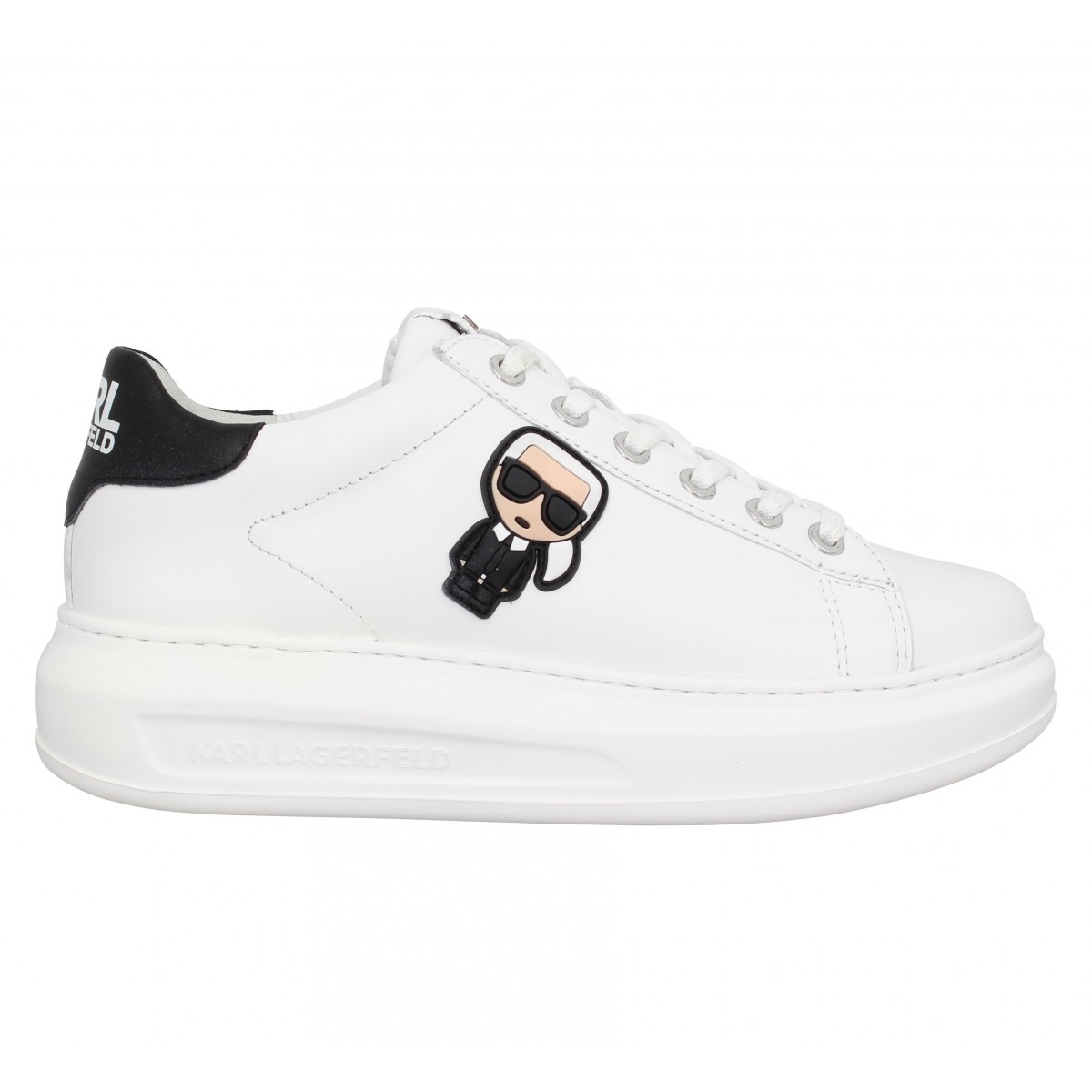 KARL LAGERFELD Kapri Ikonic cuir Femme Blanc
