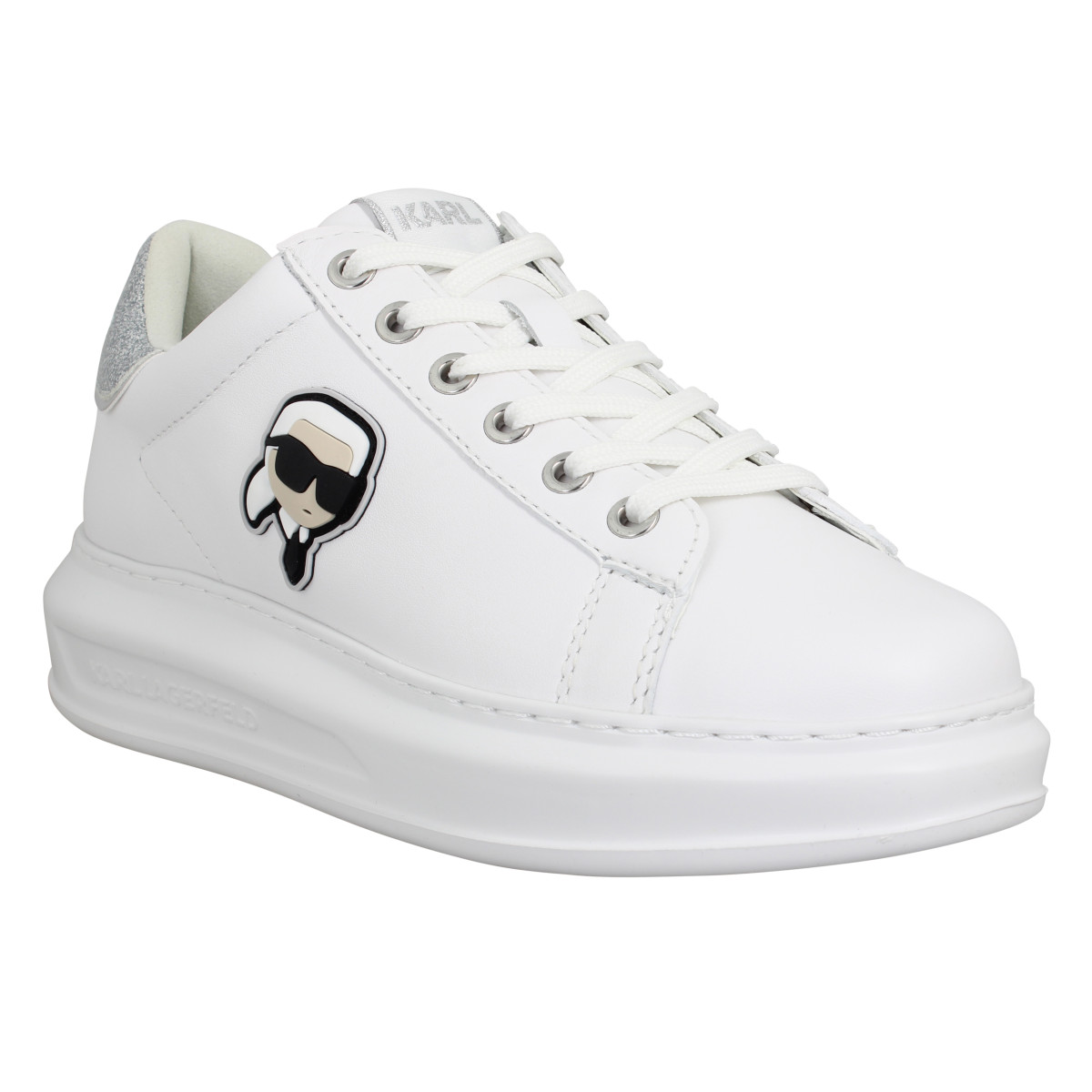 Baskets KARL LAGERFELD Kapri Karl NFT cuir Femme Blanc Argent