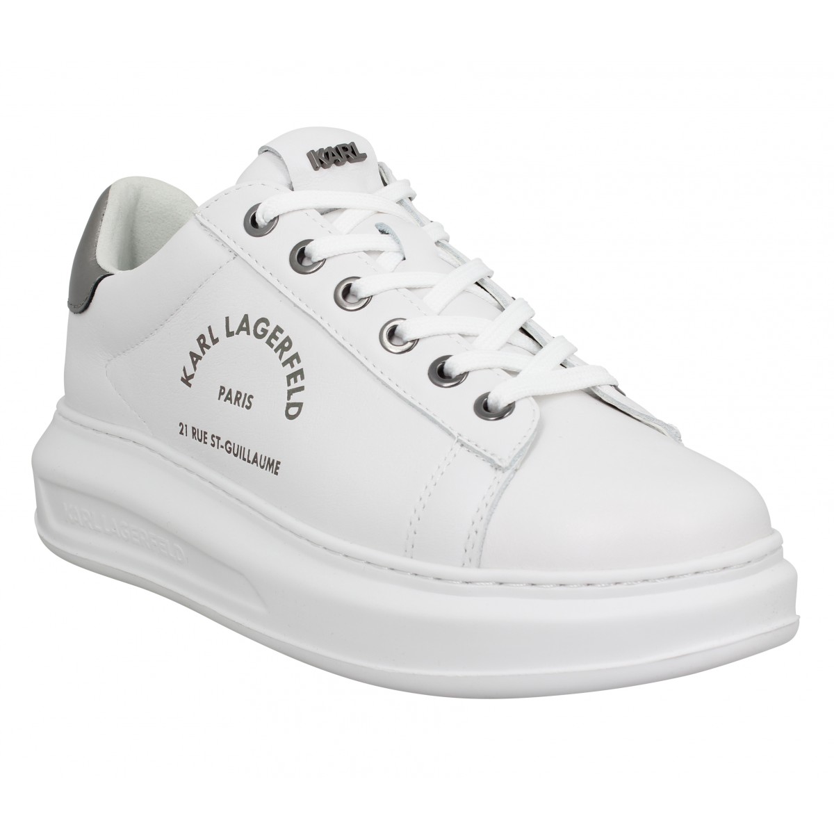 Basket blanche et deals argent femme