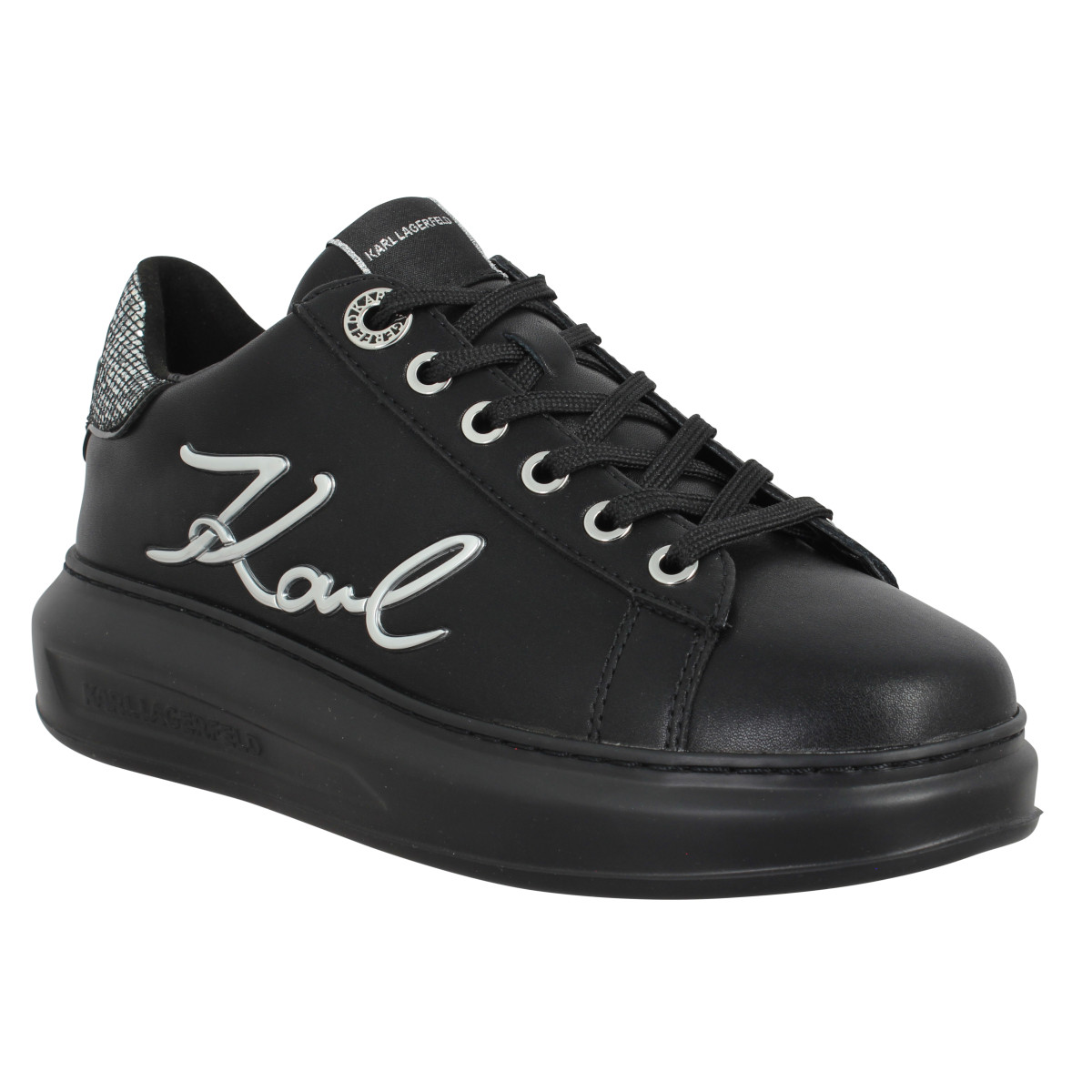 Baskets KARL LAGERFELD Kapri Signia Lace cuir Femme Noir