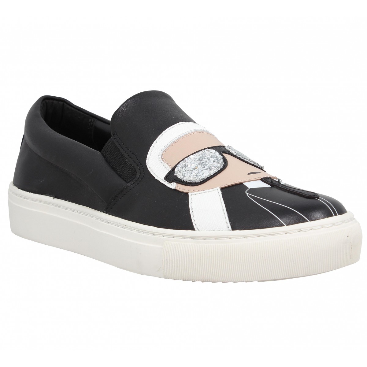 slip on noir cuir