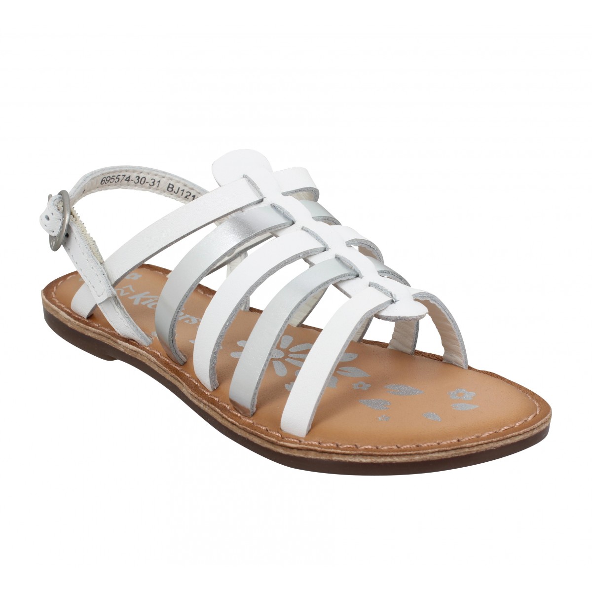 Sandales KICKERS Dixon cuir Enfant Blanc Argent