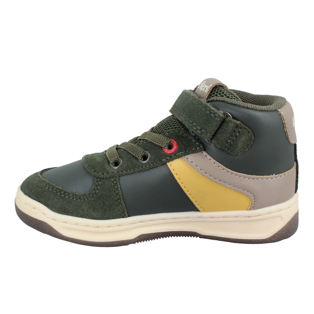 KICKERS Kickalien suede mesh Enfant Kaki Jaune