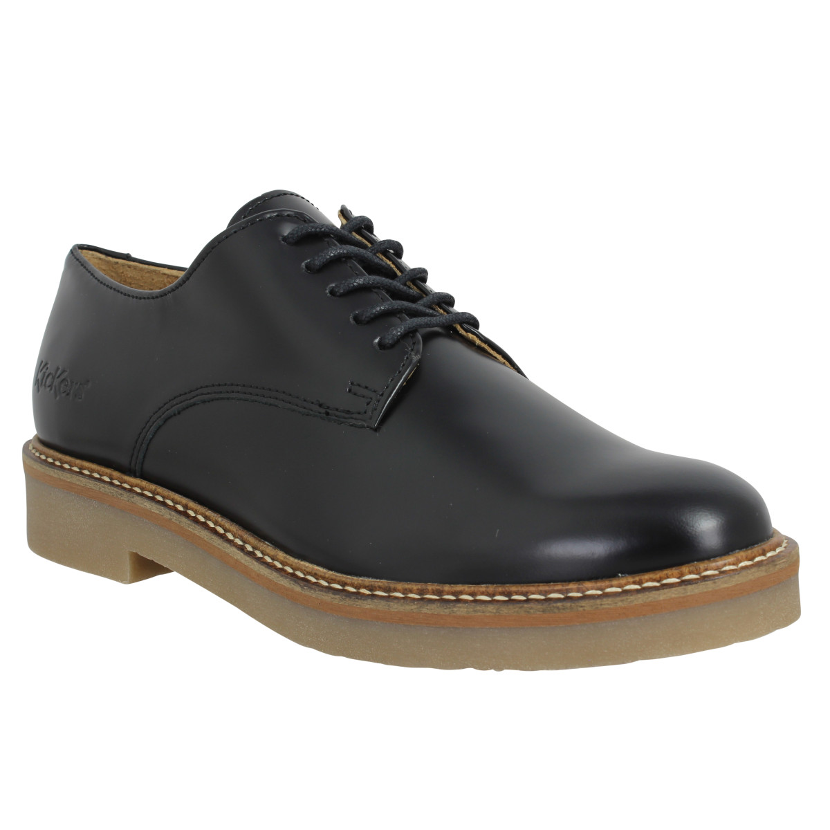 Chaussures à lacets KICKERS Oxfork cuir polido Femme Noir