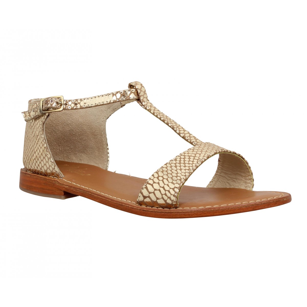 Nu-pieds L'ATELIER TROPEZIEN SH08 cuir Femme Reptile Or