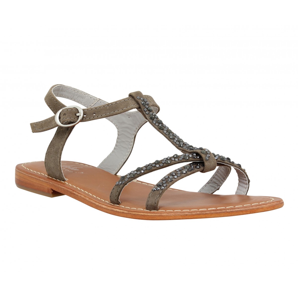 Nu-pieds L'ATELIER TROPEZIEN SH09 velours Femme Gris