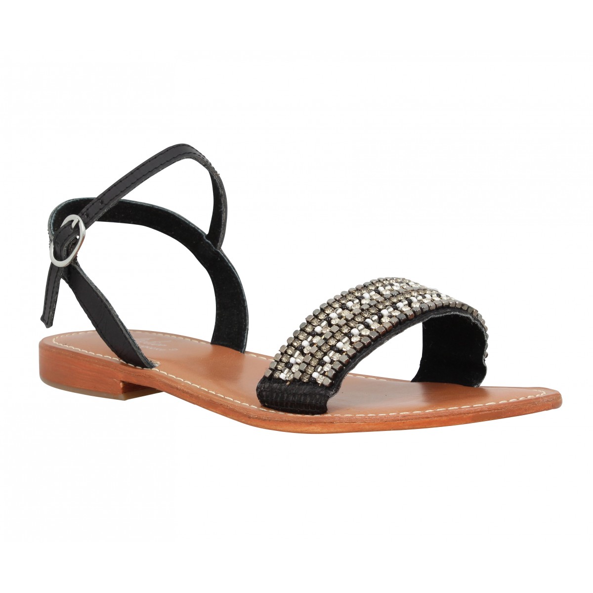 Nu-pieds L'ATELIER TROPEZIEN SH11 cuir Femme Noir