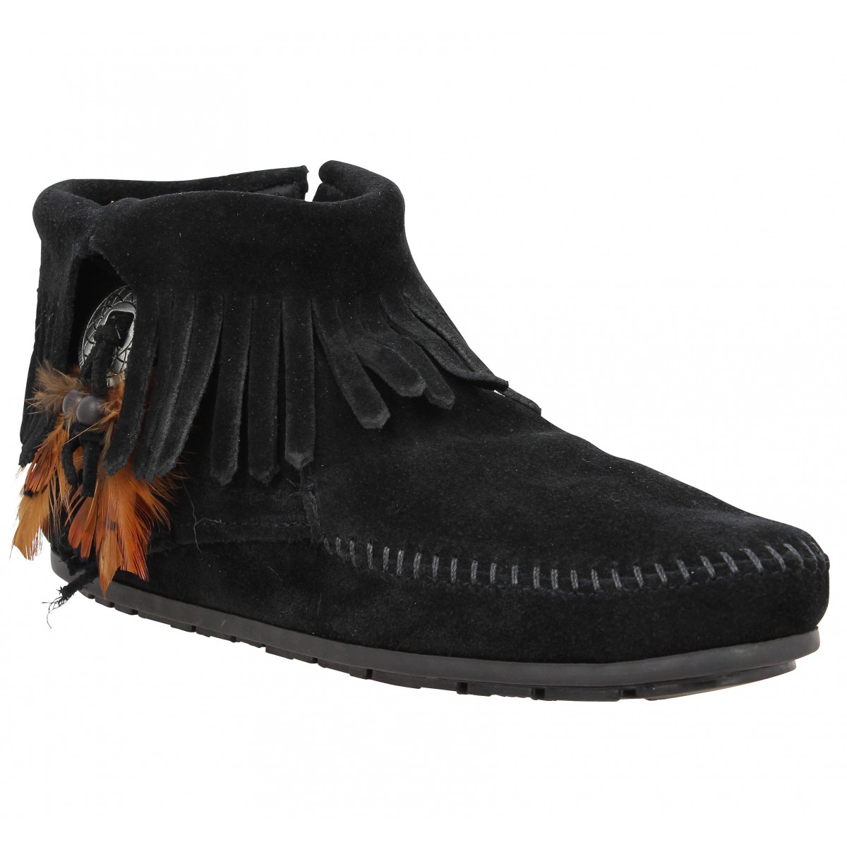 Bottines MINNETONKA Concho velours Femme Noir