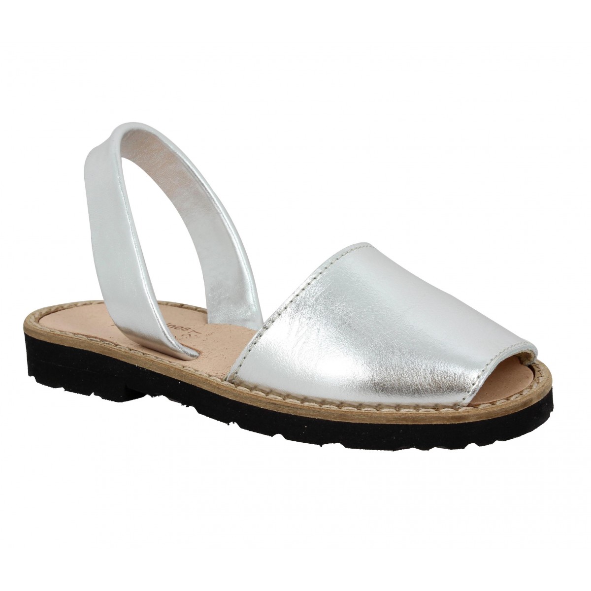 Sandales MINORQUINES Avarca cuir Enfant Argent