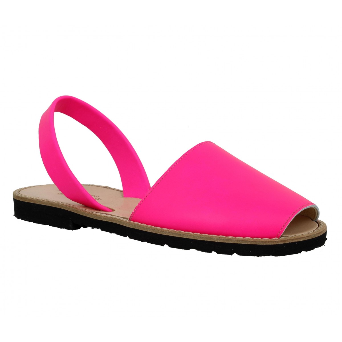 Nu-pieds MINORQUINES Avarca cuir Femme Fluo Fuchsia