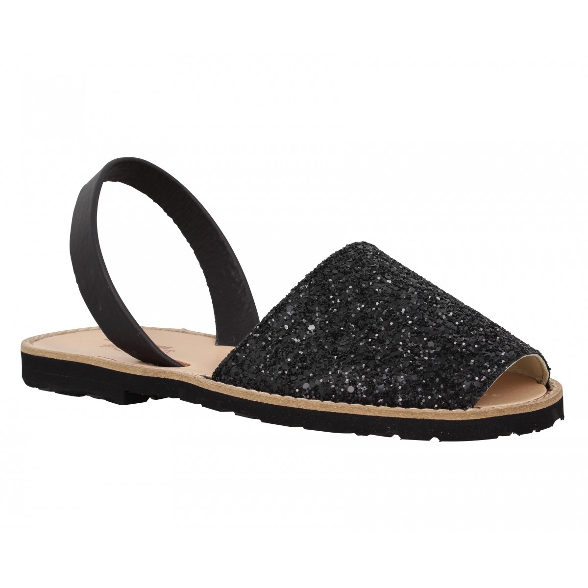 Nu-pieds MINORQUINES Avarca glitter Femme Noir