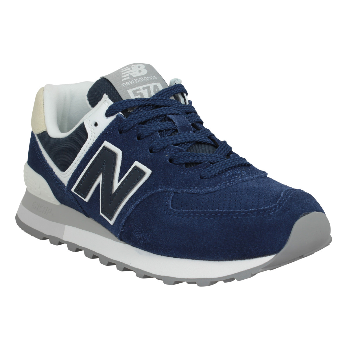 NEW BALANCE 574 velours toile Femme-36-Navy White