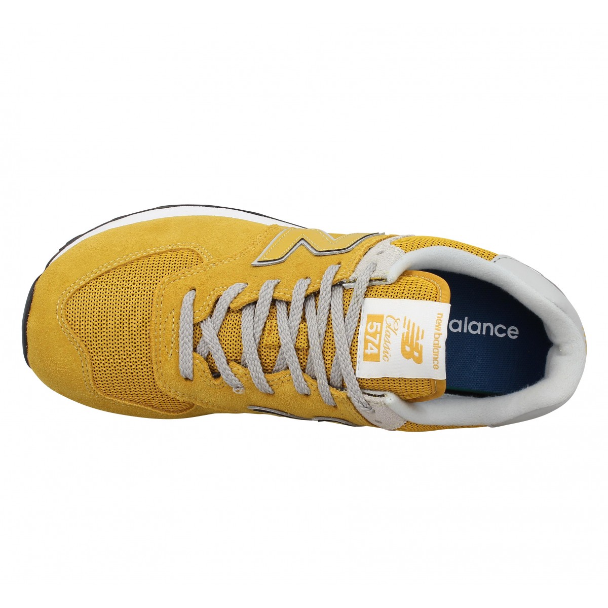 Chaussures New balance 574 velours toile homme jaune homme | Fanny ...