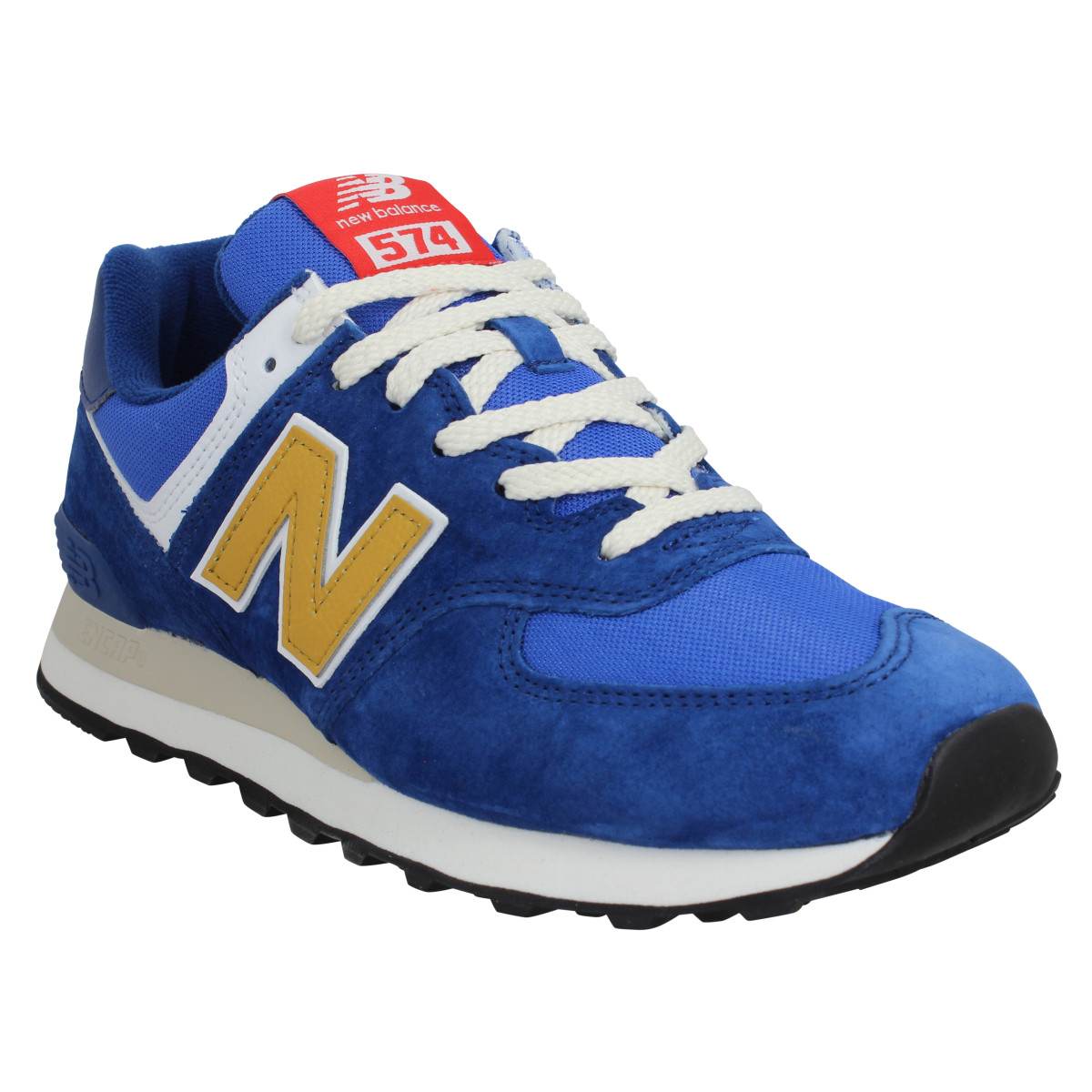 Baskets NEW BALANCE 574 velours toile Homme Navy Gold