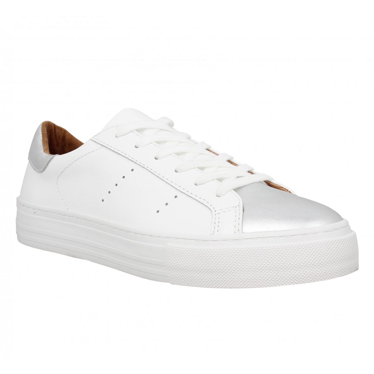Baskets NO NAME Arcade sneaker cuir Femme Blanc + Silver