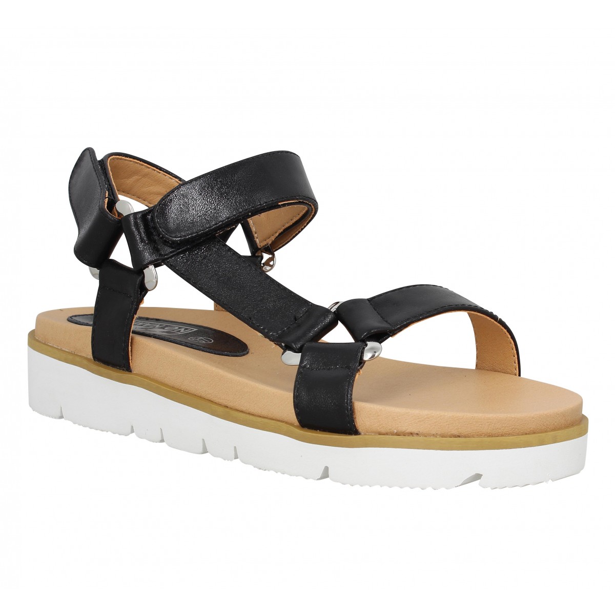 Nu-pieds NO NAME Joy Sandal cuir Femme Noir