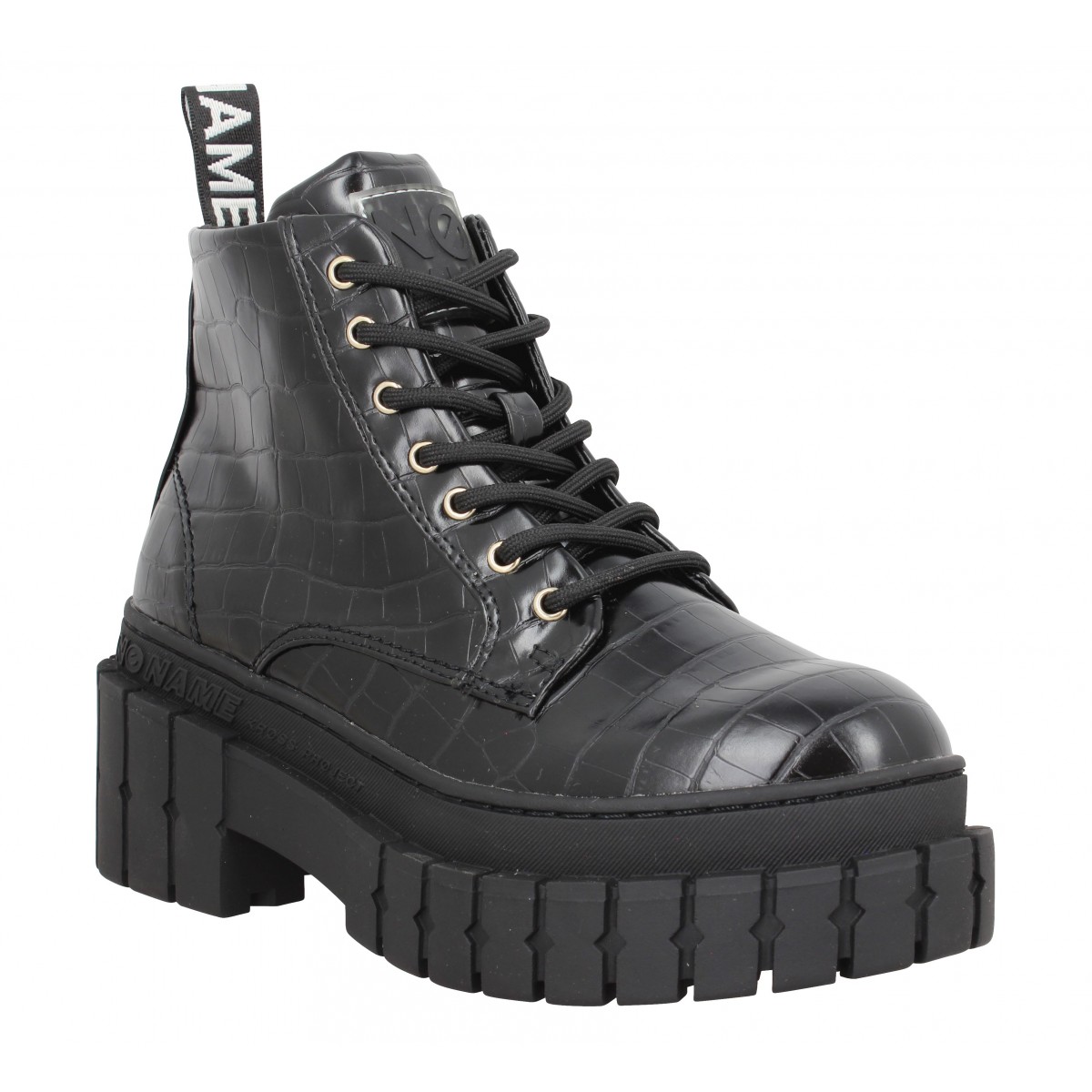 No name kross low boots shine croco femme noir femme | Fanny chaussures