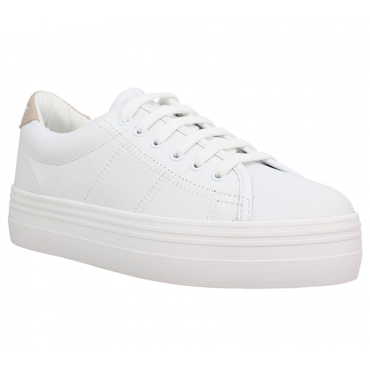 Compensées NO NAME Plato Sneaker cuir Femme White + Gold
