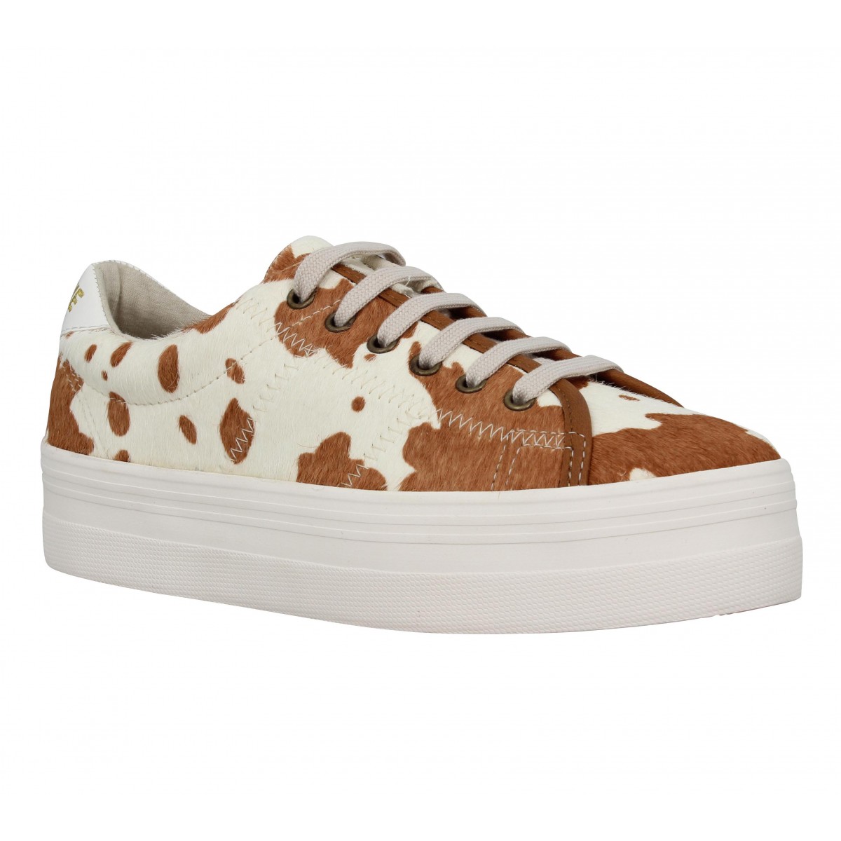Compensées NO NAME Plato Sneaker pony cow Femme Brown