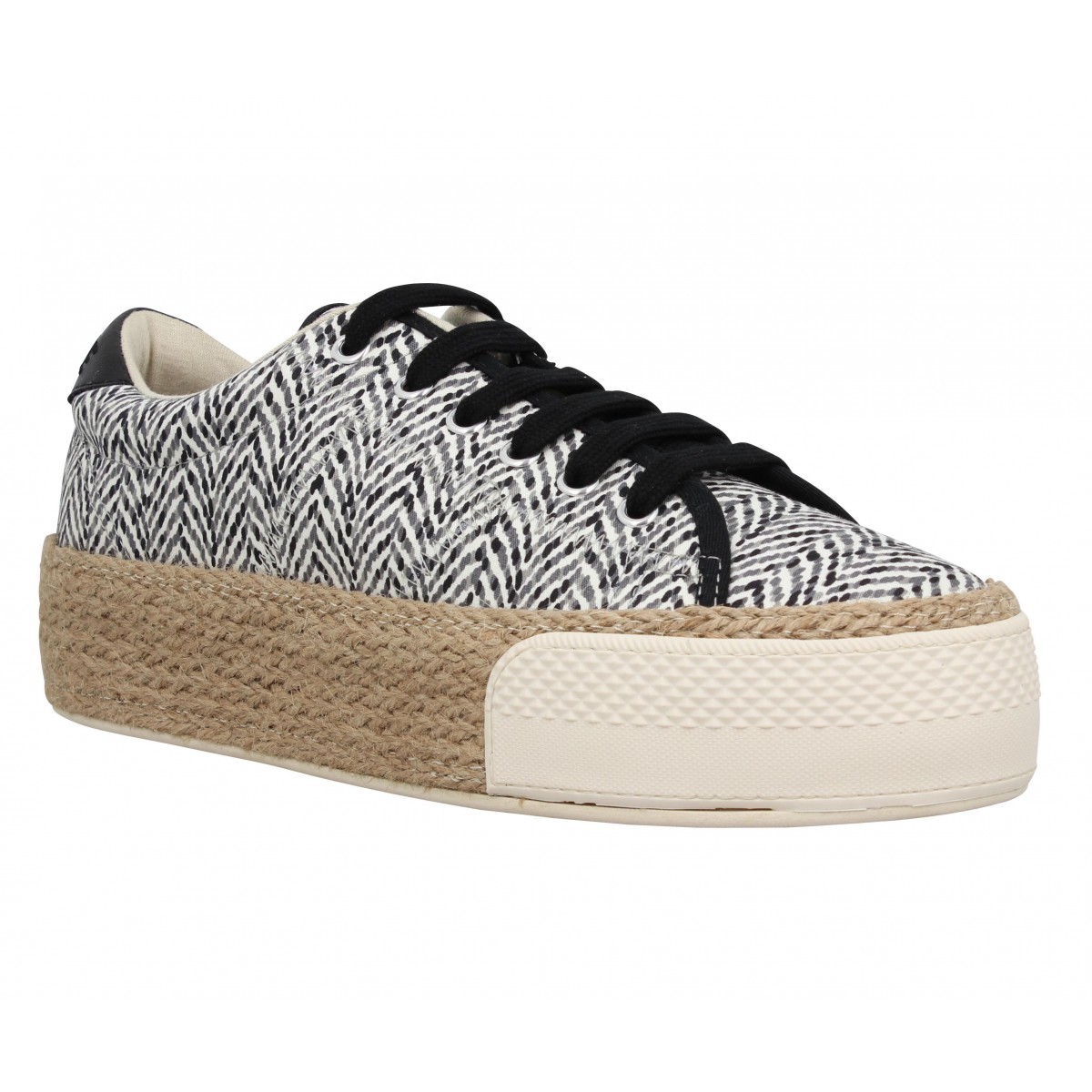 Compensées NO NAME Sunset Sneaker toile Waves Femme Gris