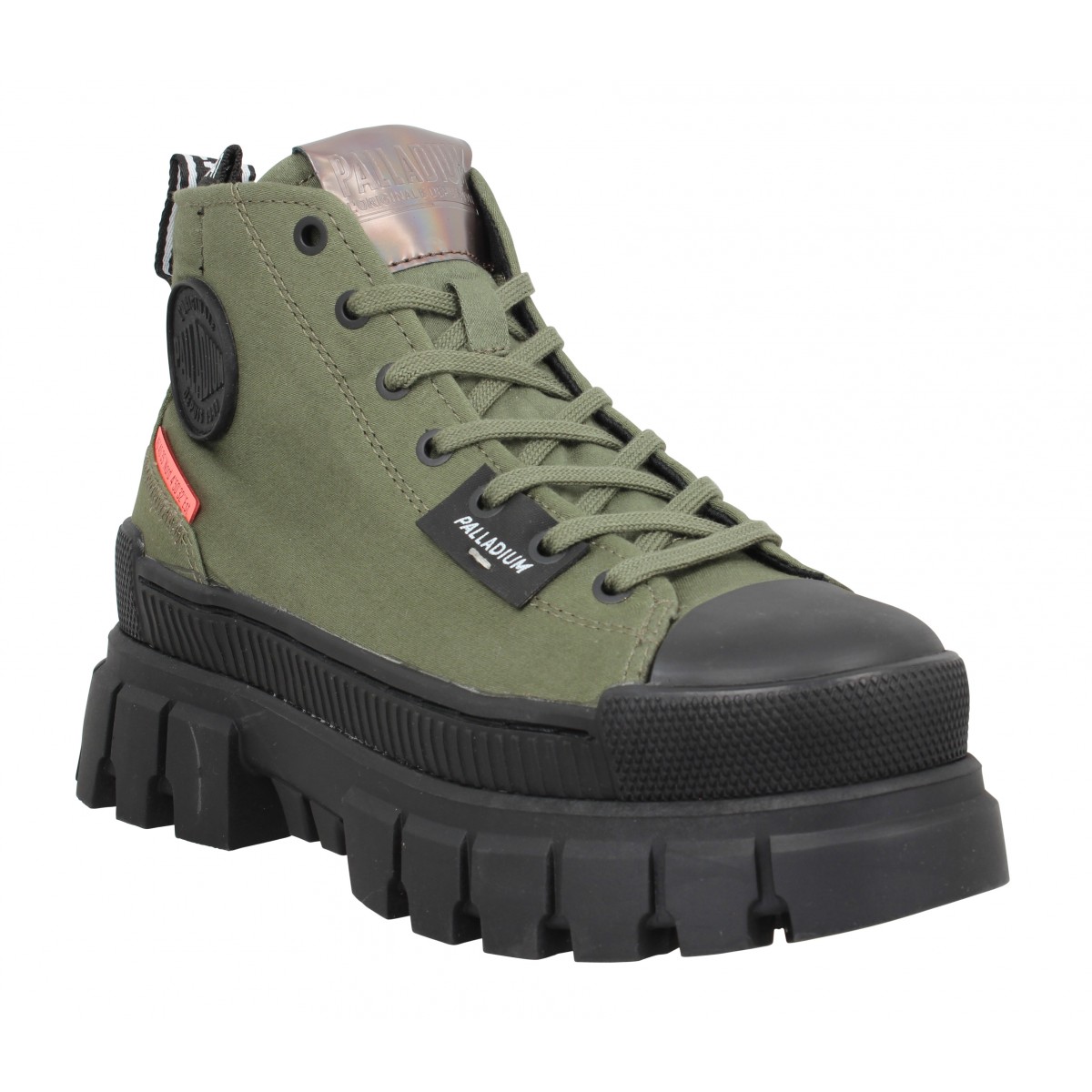 Baskets PALLADIUM Revolt Hi Tx toile Femme Olive