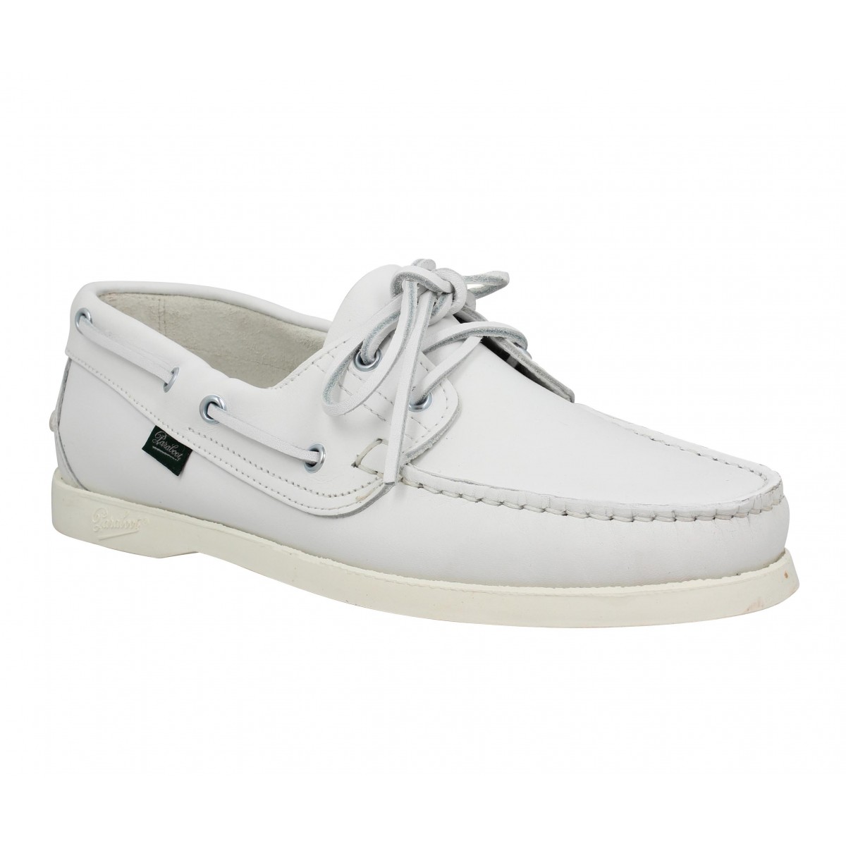 Chaussures bateaux PARABOOT Barth cuir Homme Blanc