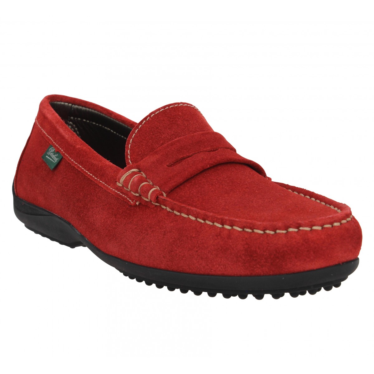 Mocassins PARABOOT Corvette velours Femme Rouge