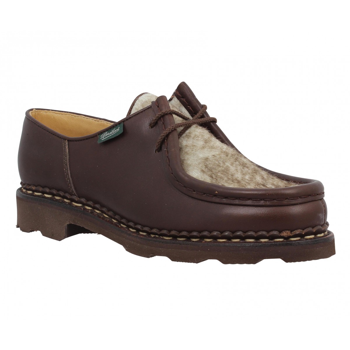 Chaussures à lacets PARABOOT Michael cuir + mouchette Femme Marron