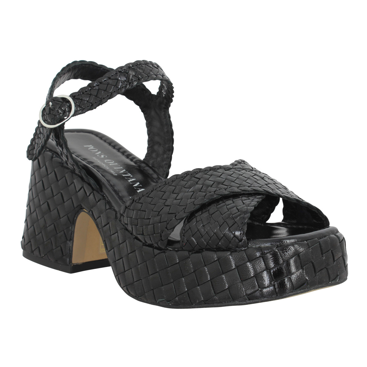 Sandales en sale cuir tressé femme