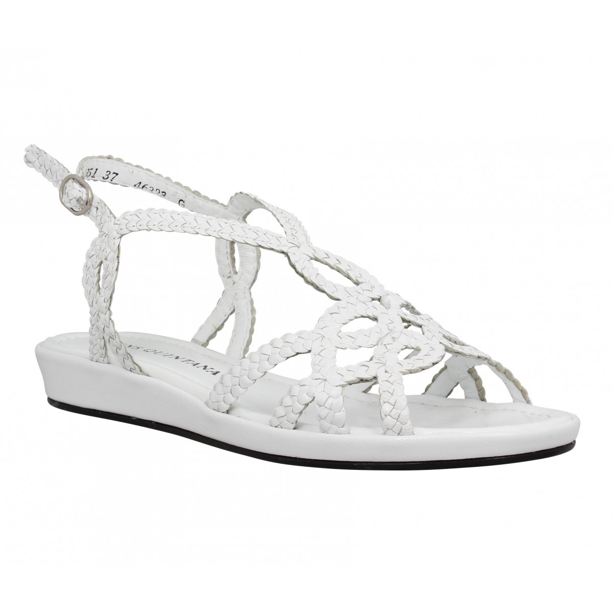 Sandales talons PONS QUINTANA Alma Bis cuir tresse Femme Blanc