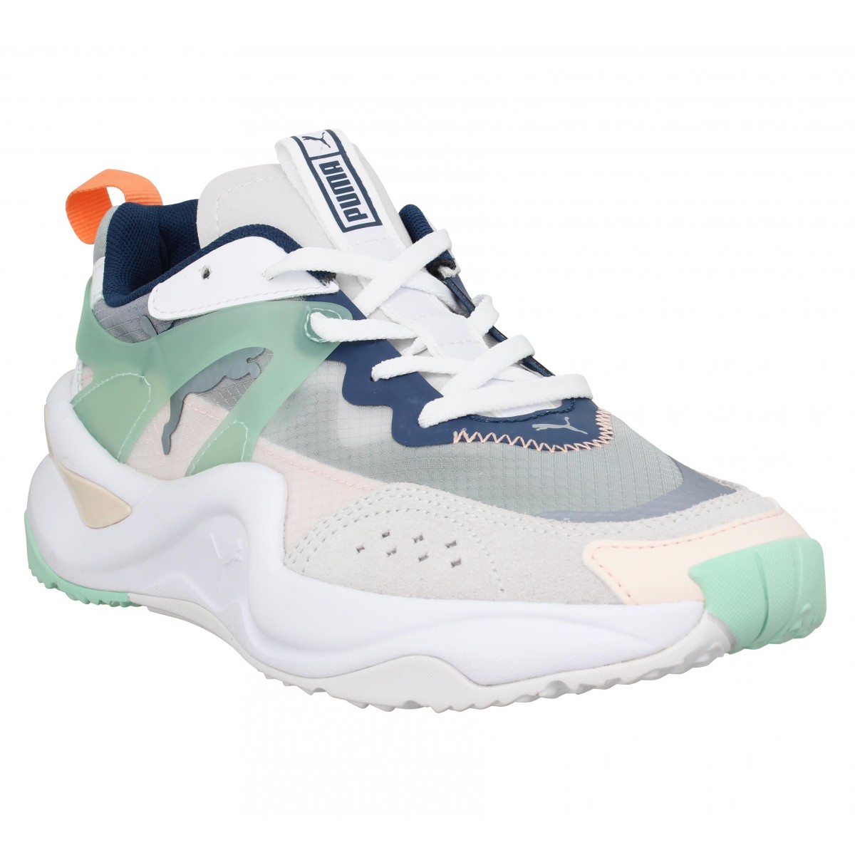 Puma rise toile femme blanc vert femme | Fanny chaussures