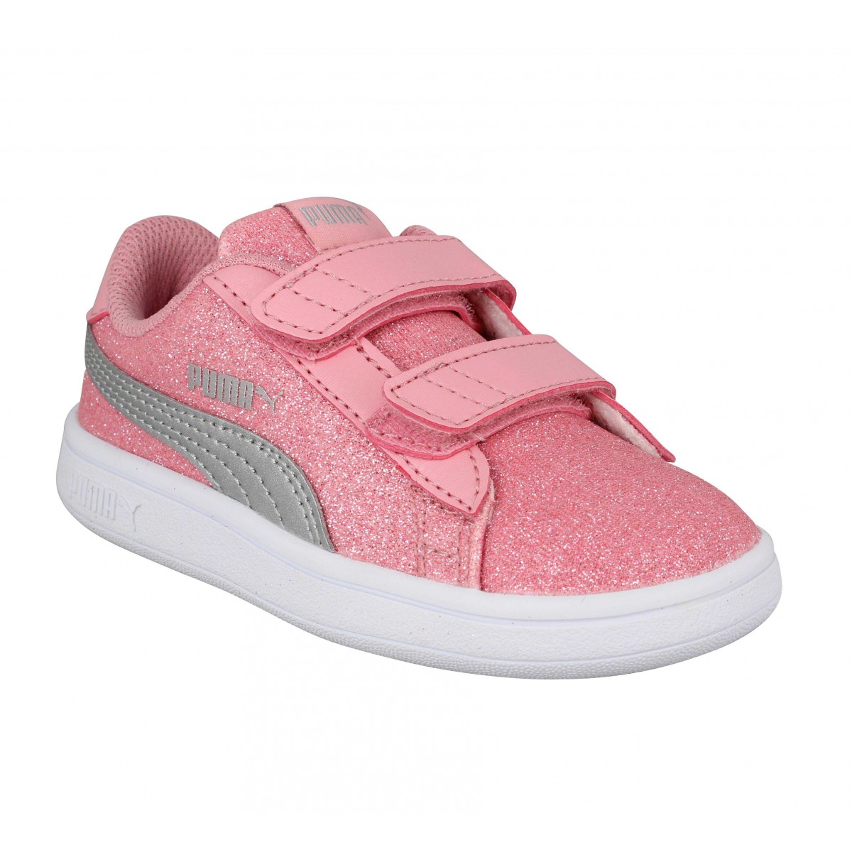 Puma smash glitz toile enfant rose argent enfants