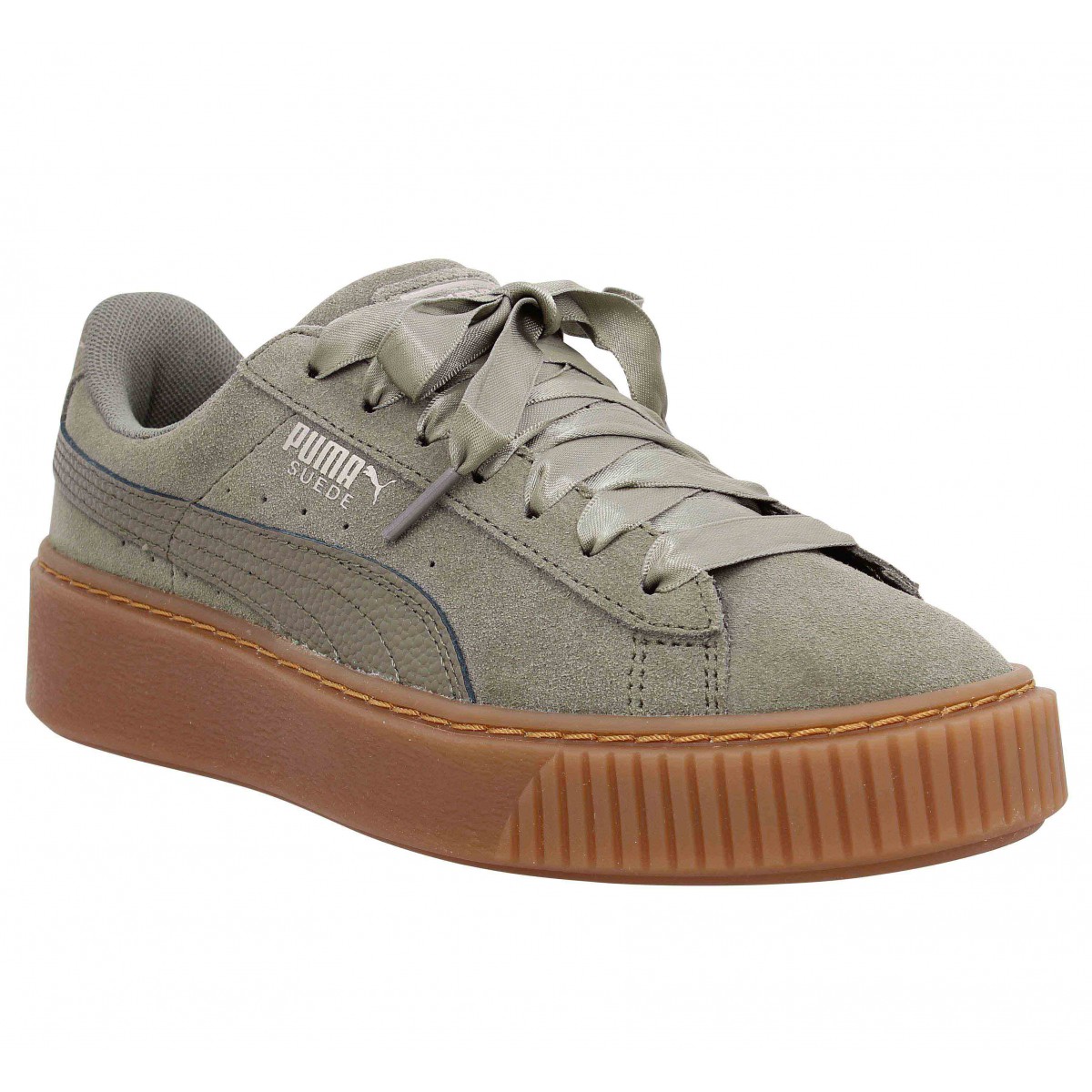 puma suede platform rouge