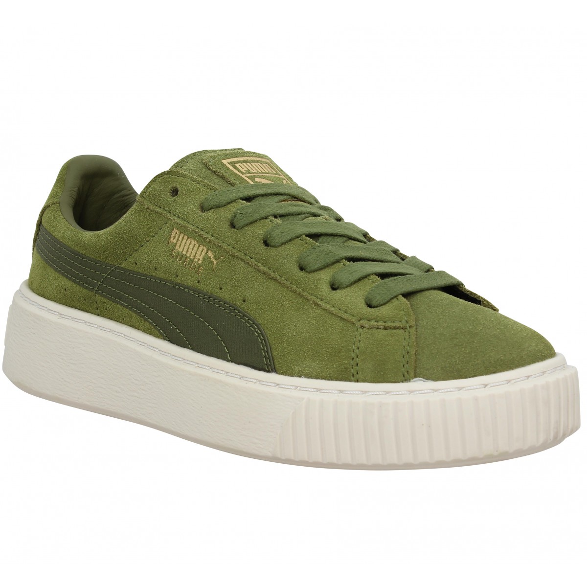 puma suede platform kaki