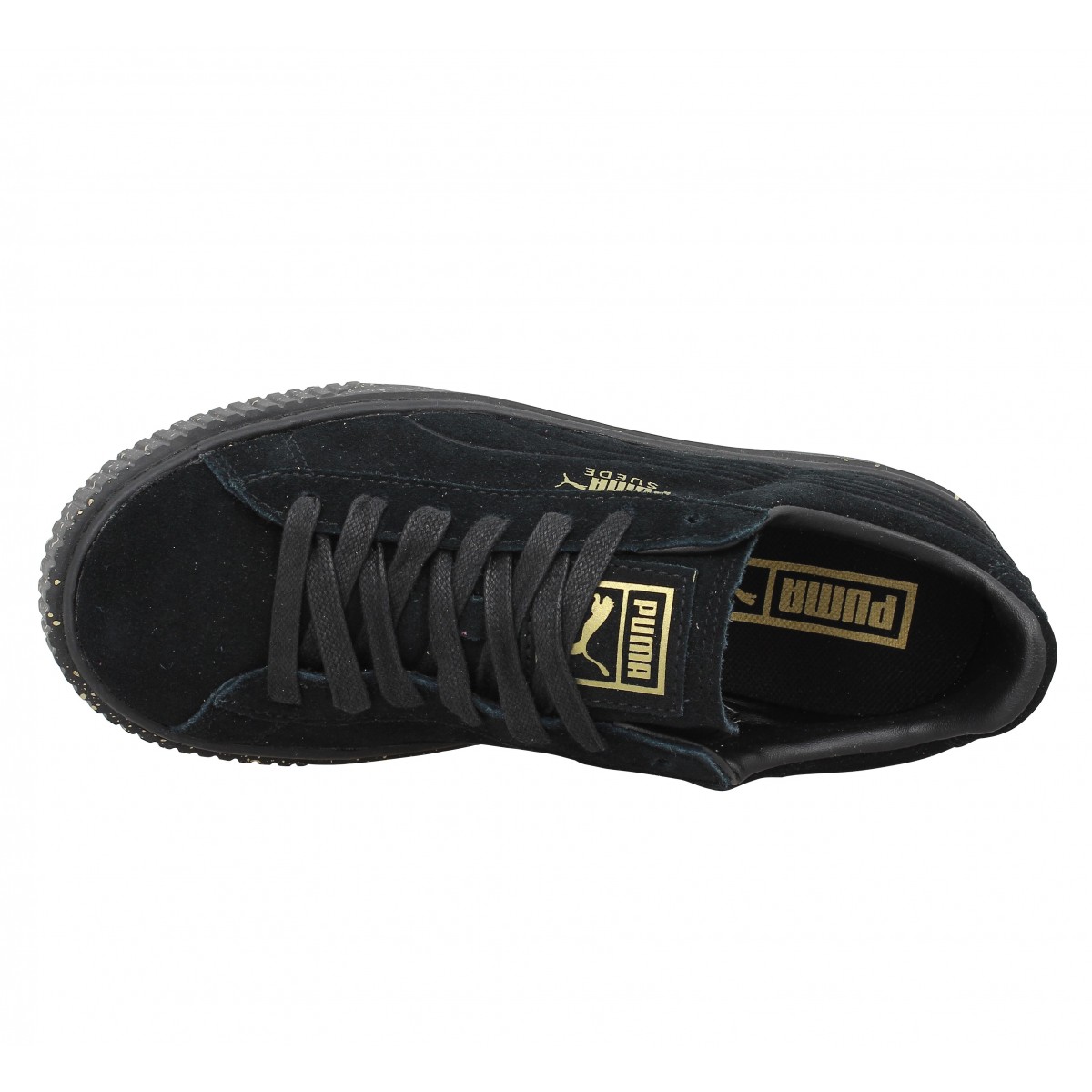 chaussures puma suede platform speckle black noir