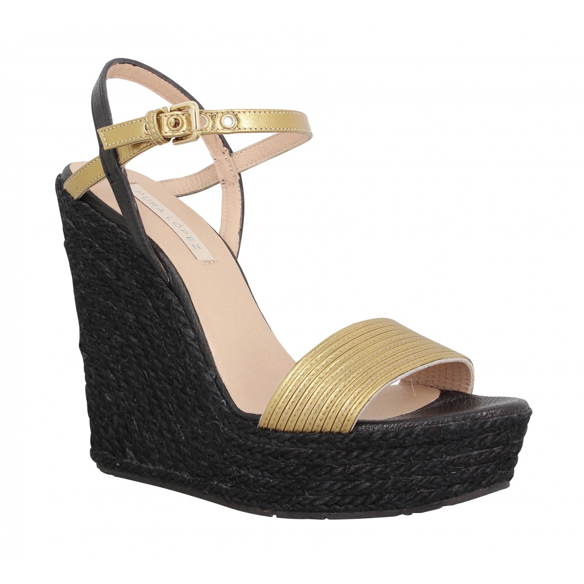 Compensées PURA LOPEZ 335 cuir Femme Or