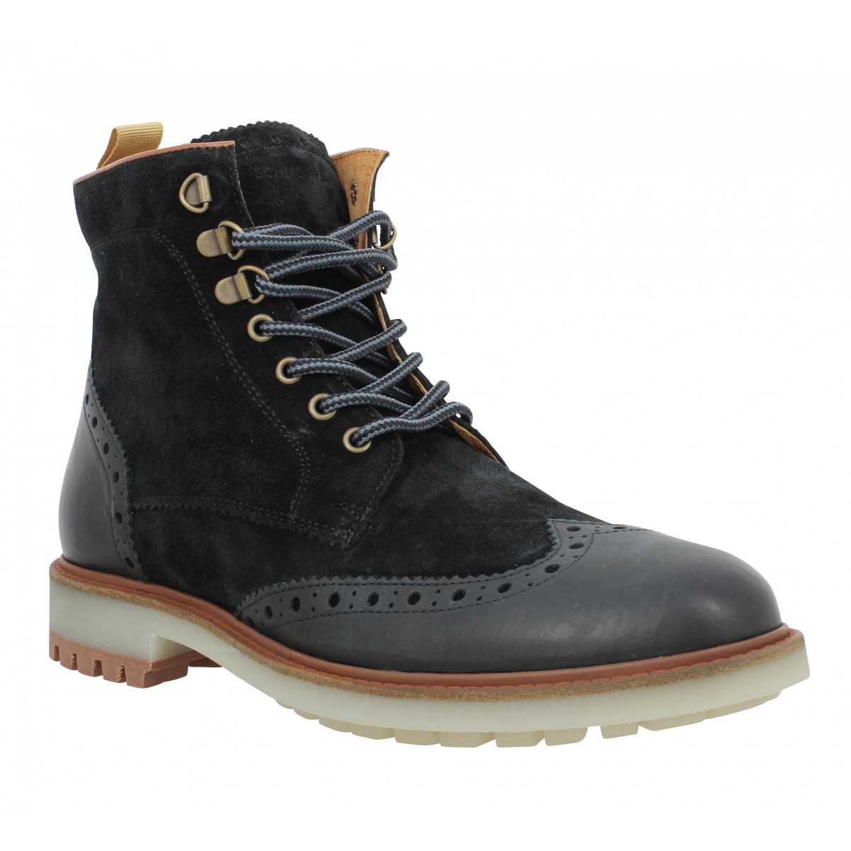 Bottines SCHMOOVE Bones Rider velours + cuir Homme Noir